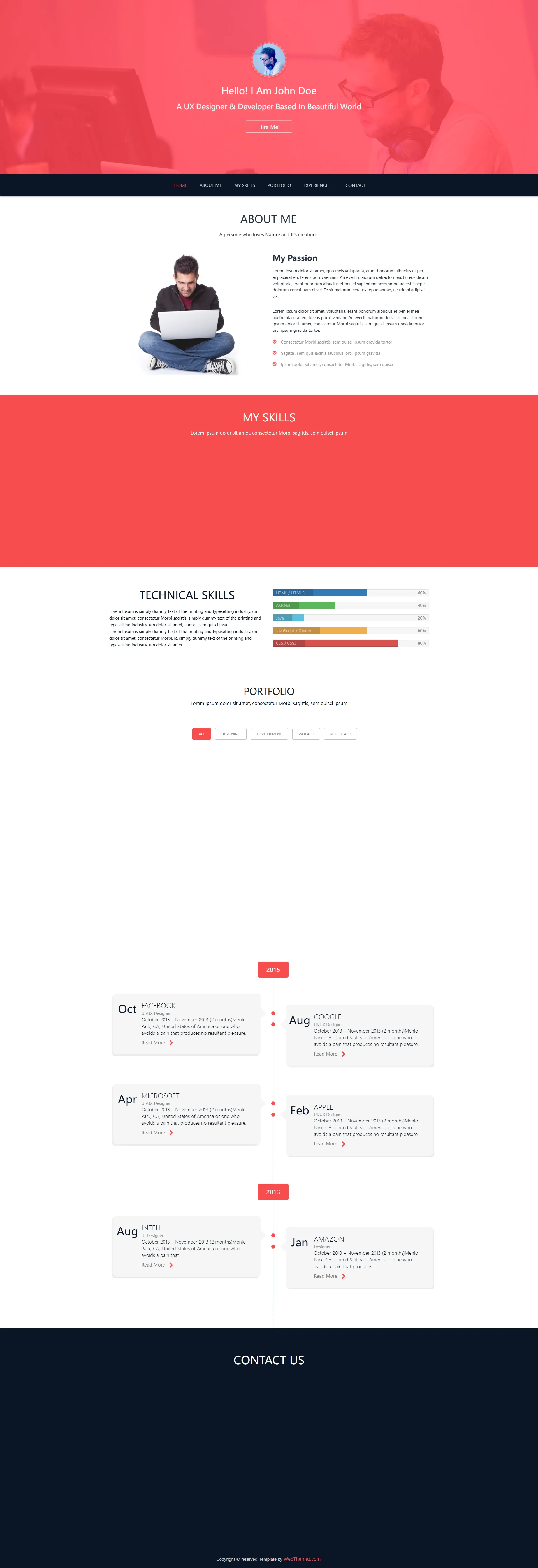 john-bootstrap-one-page-html5-free-resume-template